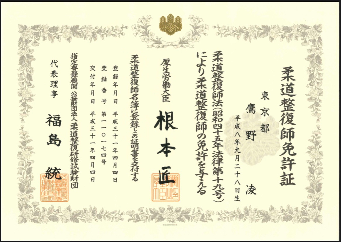 当院では、柔道整復師が対応しております。